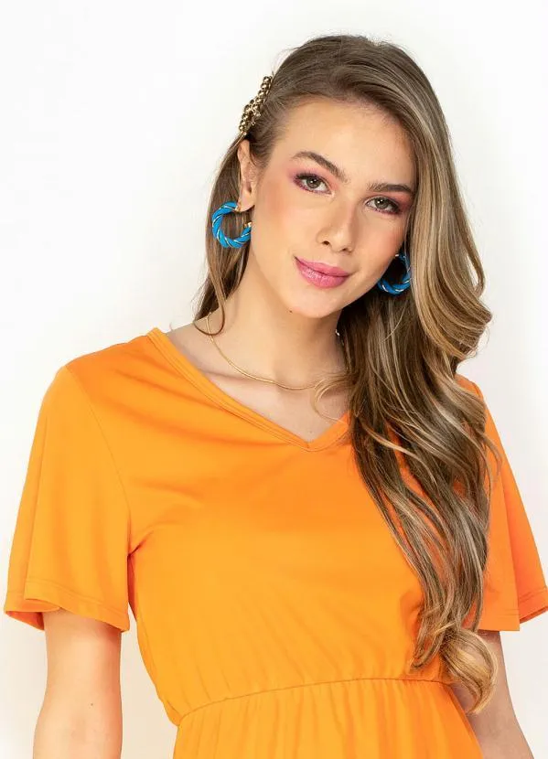 Moda Pop - Vestido Laranja com Detalhe na Cintura 3