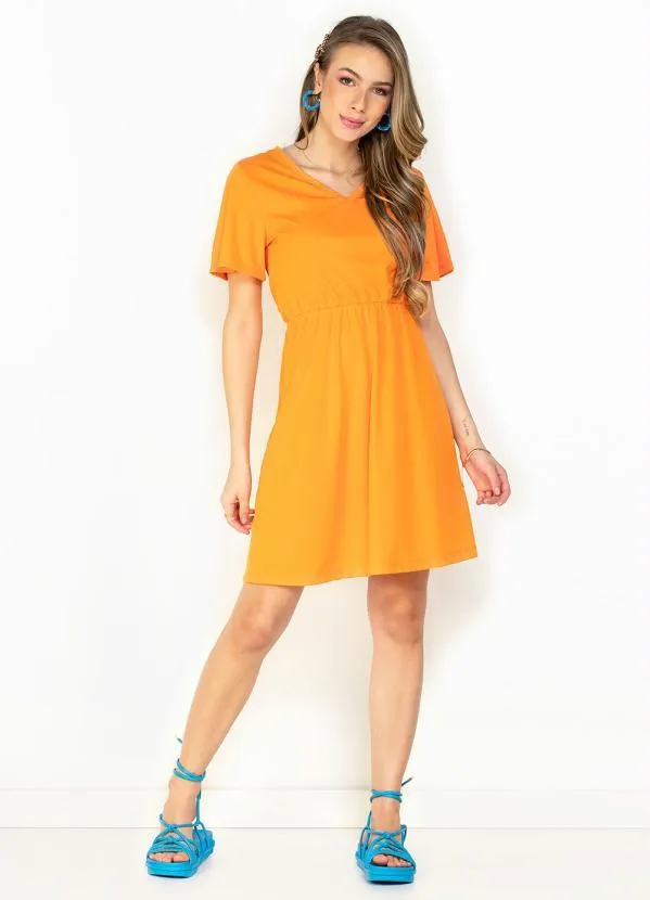Moda Pop - Vestido Laranja com Detalhe na Cintura 4