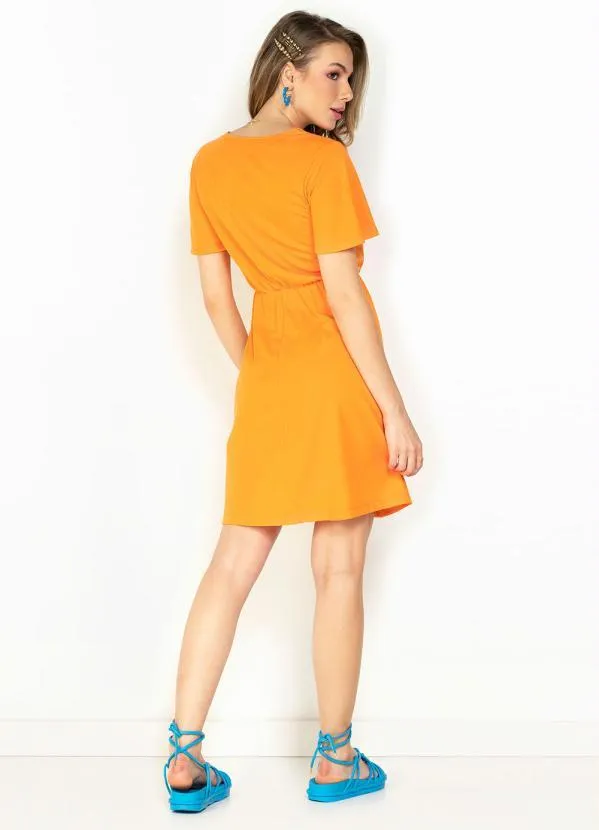Moda Pop - Vestido Laranja com Detalhe na Cintura 5