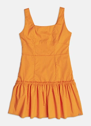 Authoria - Vestido Laranja de Tecido com Babado  Laranja - AUTHORIA