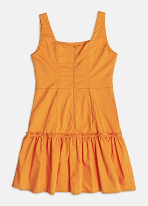 Authoria - Vestido Laranja de Tecido com Babado  Laranja - AUTHORIA