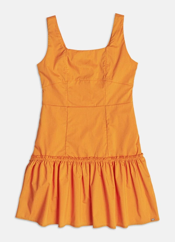 Authoria - Vestido Laranja de Tecido com Babado  Laranja