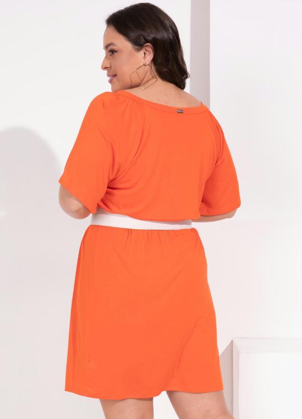 Outlet - Vestido Laranja Decote V com Franzido 4