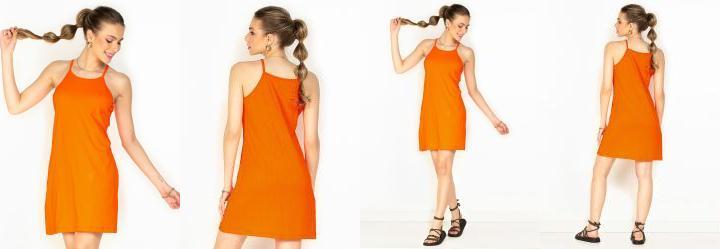 Vestido Laranja Neon com Al�a