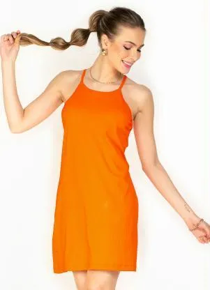 Moda Pop - Vestido Laranja Neon com Alça - MODA POP