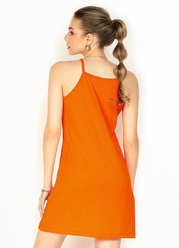 Moda Pop - Vestido Laranja Neon com Alça 2