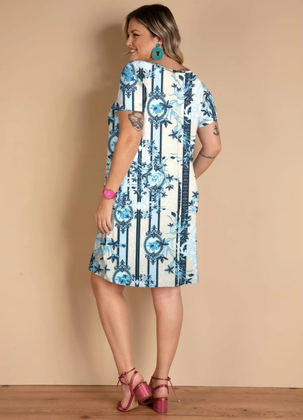 Quintess - Vestido Lenço Bege com Bolsos e Mangas Curtas 14