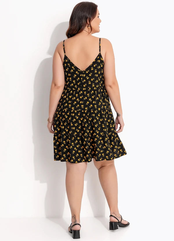 Quintess - Vestido Liberty Preto em Viscose Plana 11