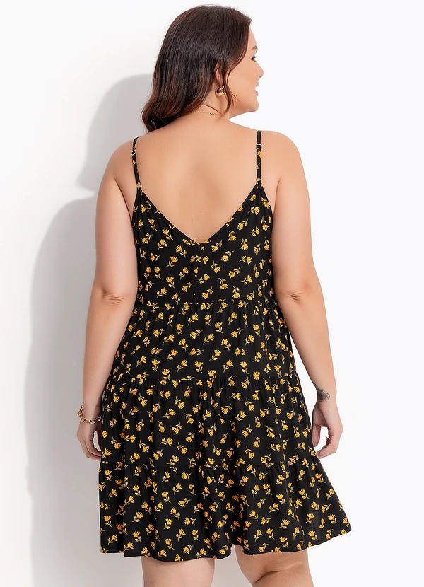 Quintess - Vestido Liberty Preto em Viscose Plana 9