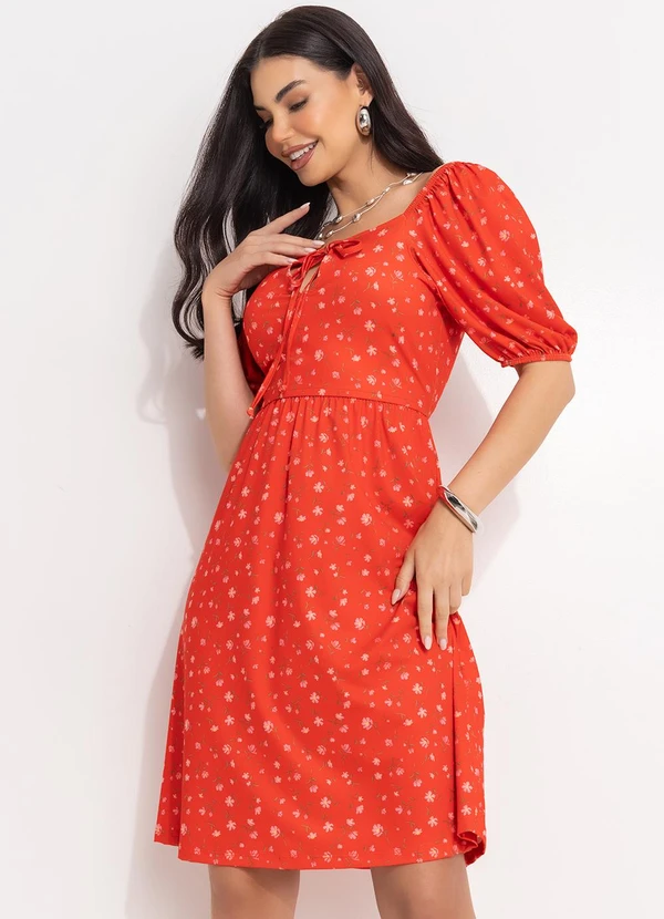 Quintess - Vestido Liberty Vermelho em Malha Fria