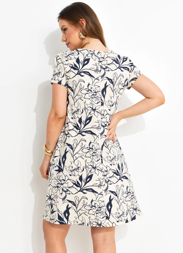 Quintess - Vestido Linho Floral em Malha de Viscose 2