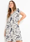 Quintess - Vestido Folhagem Geométrica em Malha de Viscose - variação: Linho Floral