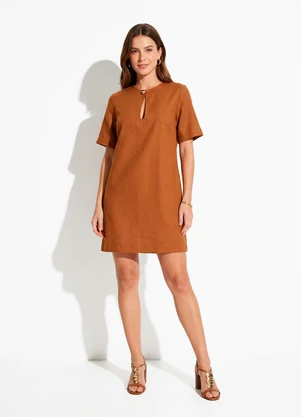 Colcci - Vestido Linho Marrom - COLCCI