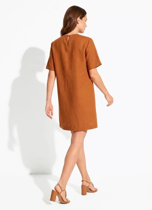 Colcci - Vestido Linho Marrom - COLCCI