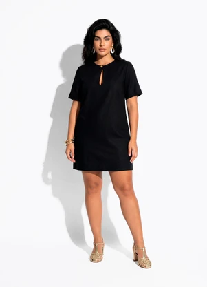 Colcci - Vestido Linho Preto - COLCCI