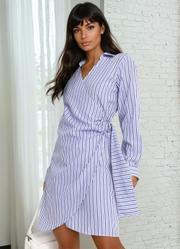 Vestido Listra Azul em Tricoline