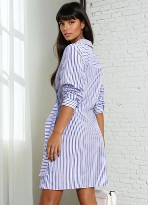 bonprix - Vestido Listra Azul em Tricoline - BONPRIX