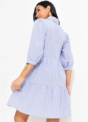 bonprix - Vestido Listra Azul em Tricoline - BONPRIX