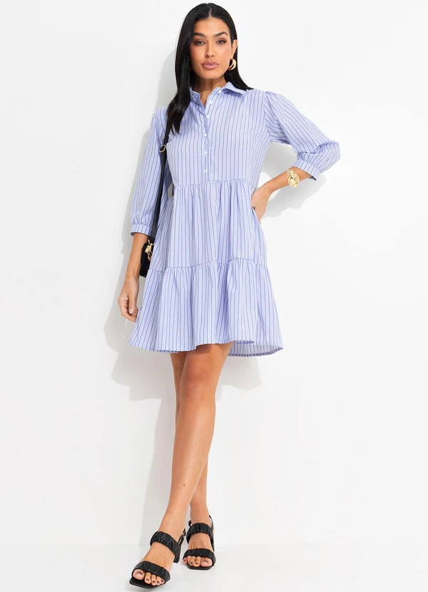 bonprix - Vestido Listra Azul em Tricoline 3