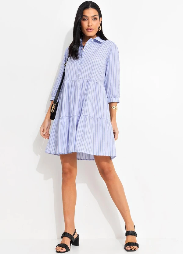 bonprix - Vestido Listra Azul em Tricoline 4