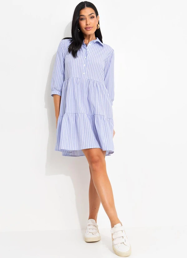 bonprix - Vestido Listra Azul em Tricoline 5