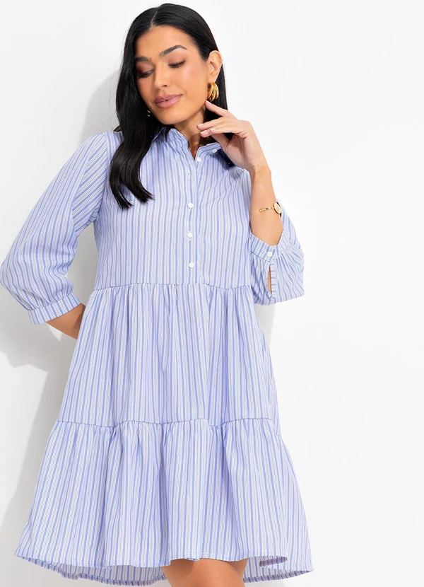 bonprix - Vestido Listra Azul em Tricoline 7