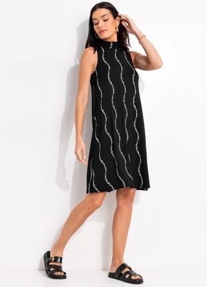 Quintess - Vestido Listra Renovada em Malha de Viscose - QUINTESS