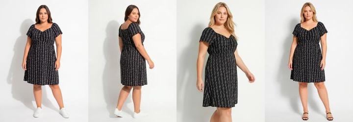 Vestido Listrado Abstrato em Malha