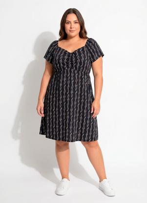 Vestido (Listrado Abstrato) em Malha