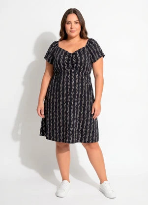 Marguerite - Vestido Listrado Abstrato em Malha - MARGUERITE