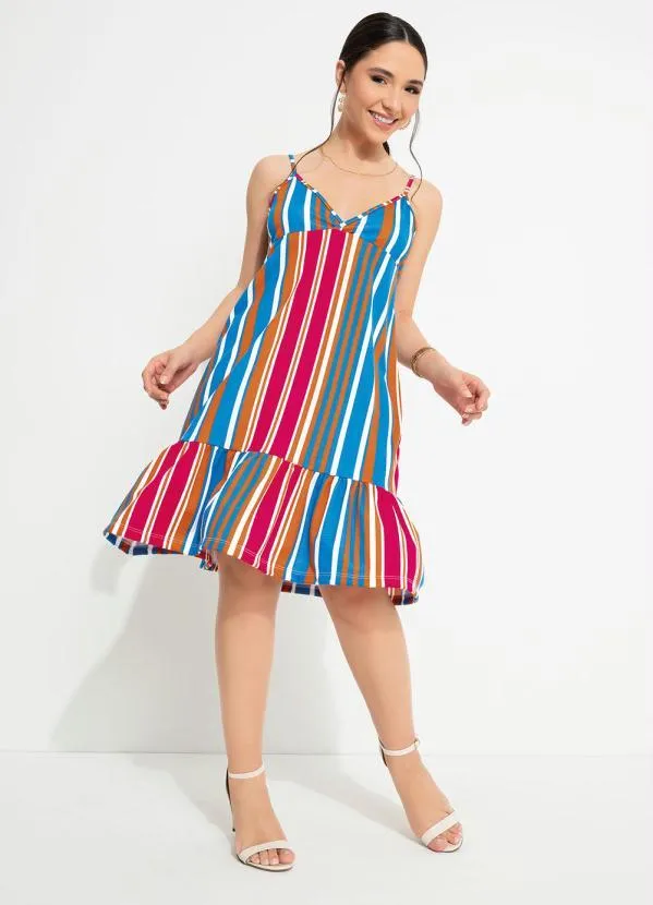 Moda Pop - Vestido Listrado Azul com Transpasse no Decote 3