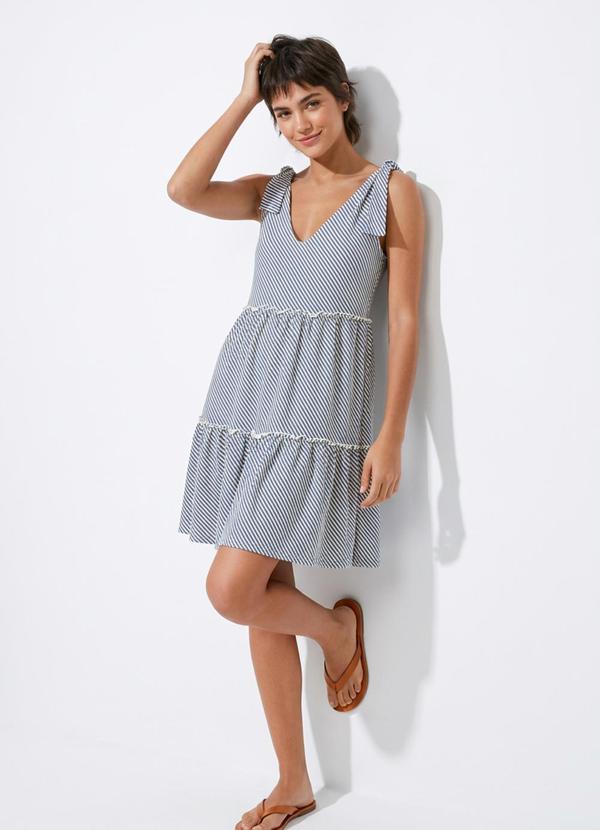 Bimini - Vestido Listrado Azul em Malha Fria 3