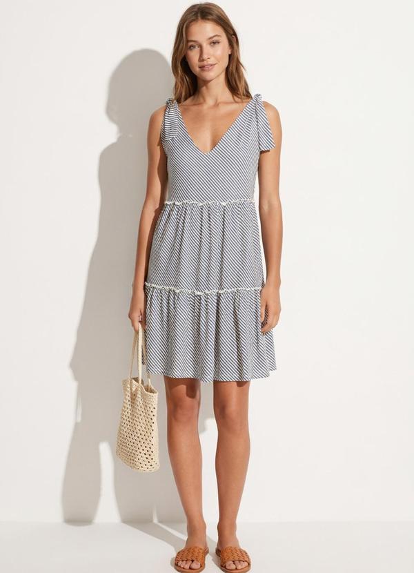 Bimini - Vestido Listrado Azul em Malha Fria 4