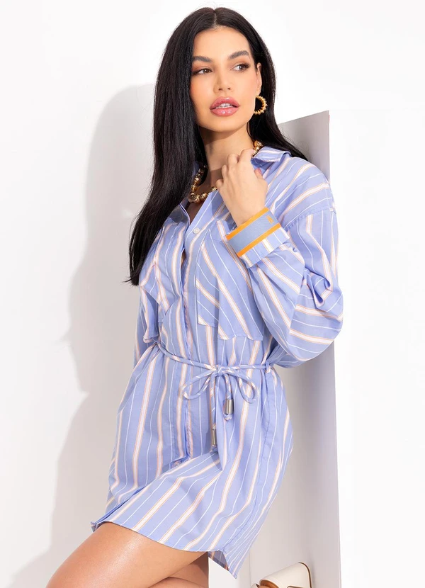 Forum - Vestido Listrado Azul