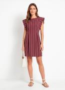 Vestido Listrado Bord� em Tecido de Alfaiataria