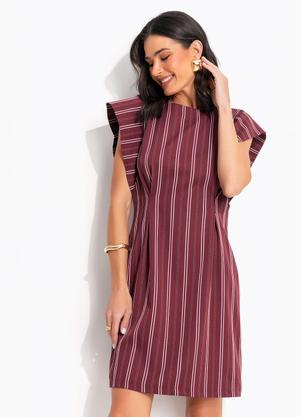 Vestido Listrado Bord� em Tecido de Alfaiataria