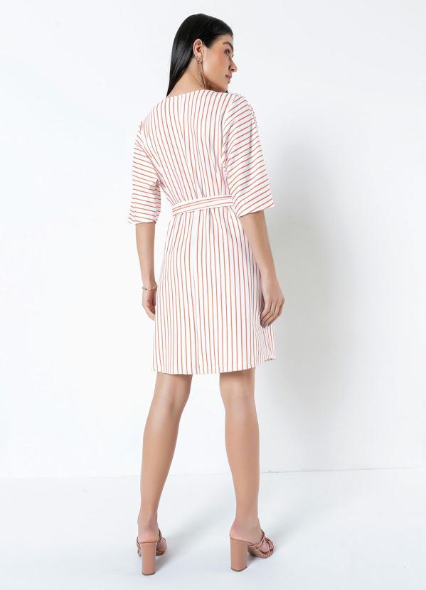 bonprix - Vestido Listrado Branco/Terracota 11