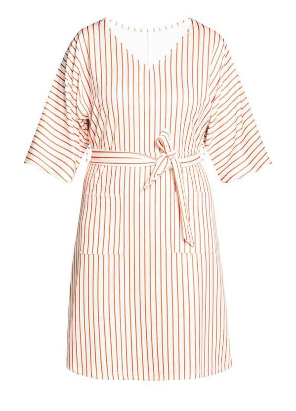bonprix - Vestido Listrado Branco/Terracota 12