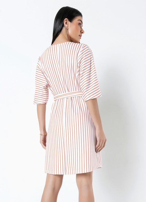 bonprix - Vestido Listrado Branco/Terracota 2