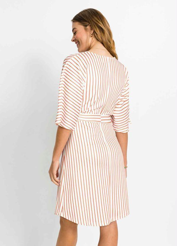 bonprix - Vestido Listrado Branco/Terracota 5