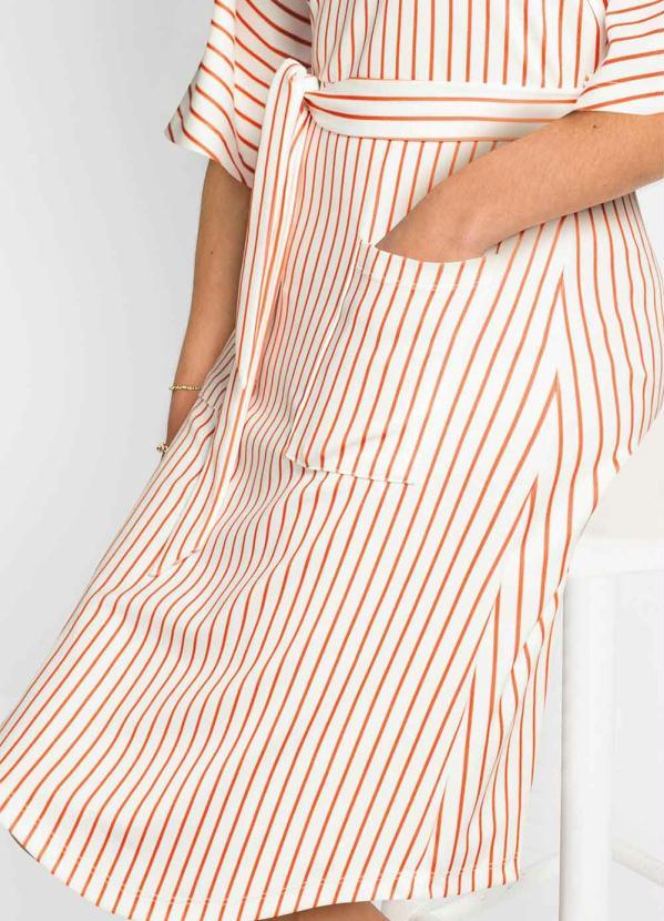 bonprix - Vestido Listrado Branco/Terracota 6