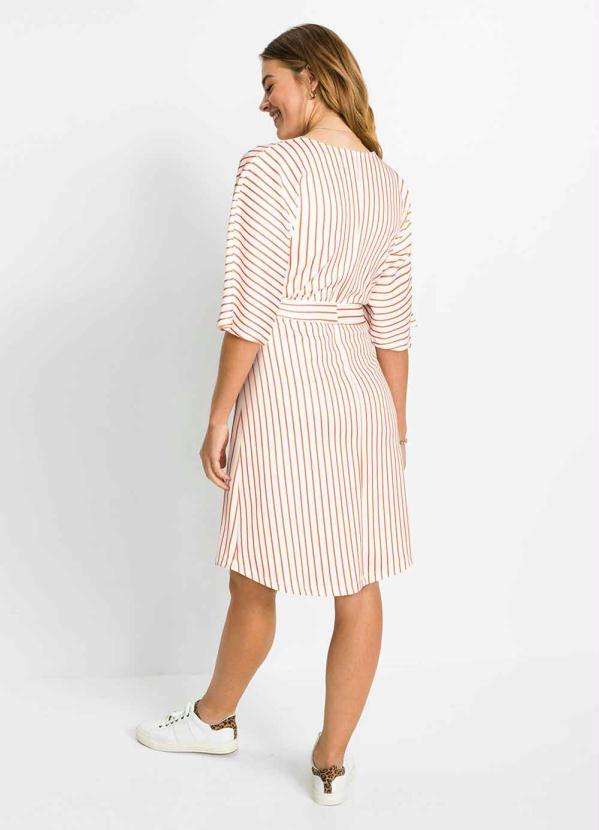 bonprix - Vestido Listrado Branco/Terracota 8