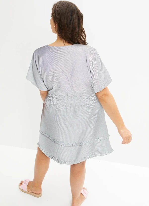 bonprix - Vestido Listrado Cinza em Tricoline 6