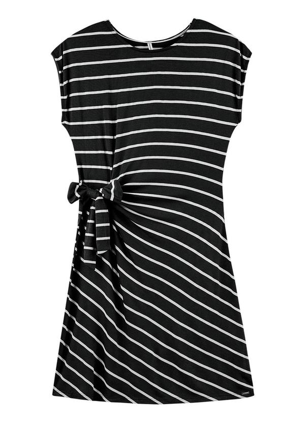 Rezzato - Vestido Listrado com Amarração Adulto Preto