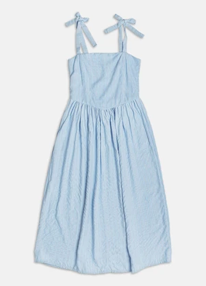 Authoria - Vestido Listrado com Amarração  Azul - AUTHORIA