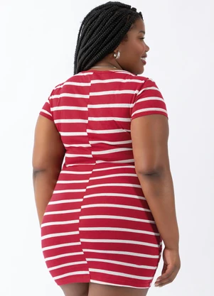 Moda Pop - Vestido Listrado com Mangas Curtas - MODA POP