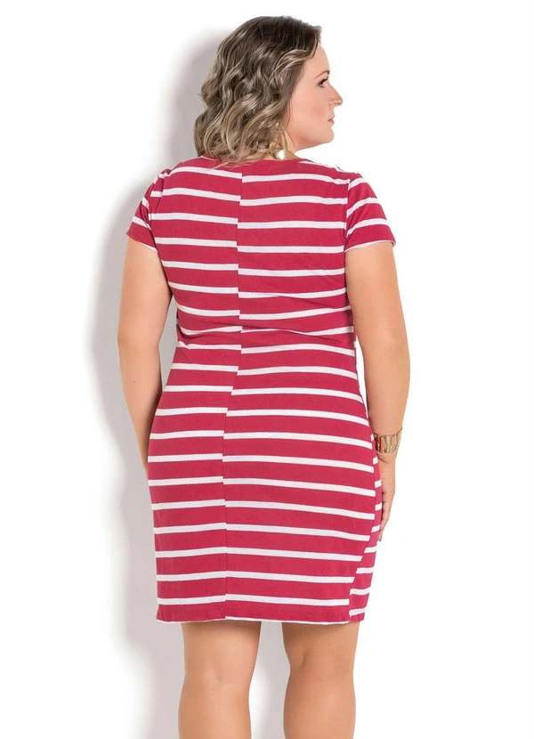 Moda Pop - Vestido Listrado com Mangas Curtas 10