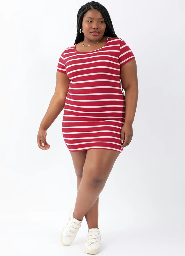 Moda Pop - Vestido Listrado com Mangas Curtas 3