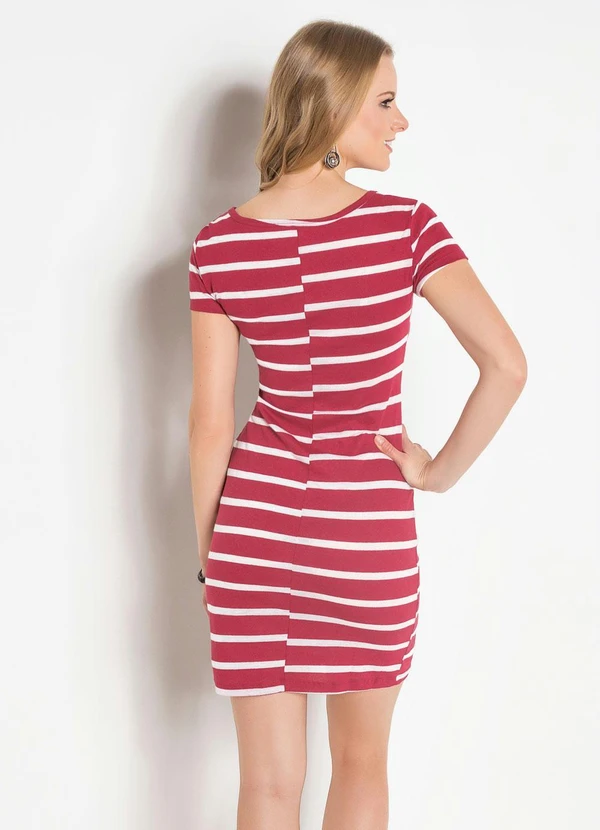 Moda Pop - Vestido Listrado com Mangas Curtas 6