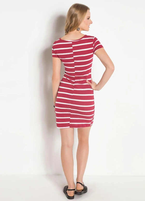 Moda Pop - Vestido Listrado com Mangas Curtas 8